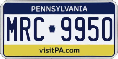 PA license plate MRC9950