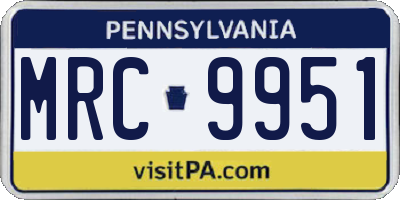PA license plate MRC9951