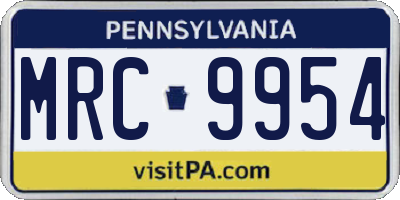 PA license plate MRC9954