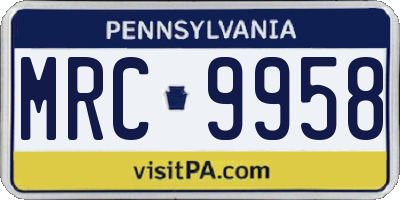 PA license plate MRC9958