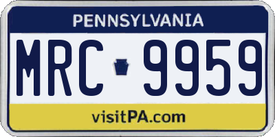 PA license plate MRC9959