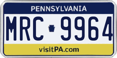 PA license plate MRC9964