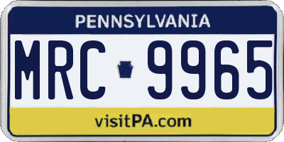 PA license plate MRC9965