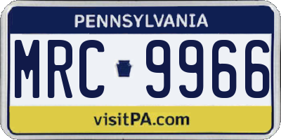 PA license plate MRC9966
