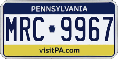 PA license plate MRC9967