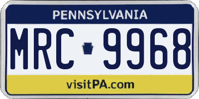 PA license plate MRC9968