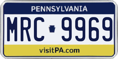PA license plate MRC9969