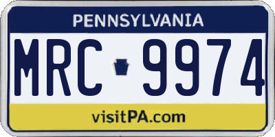 PA license plate MRC9974