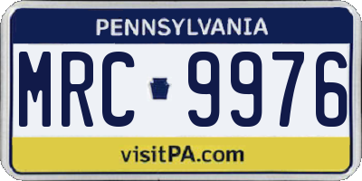PA license plate MRC9976