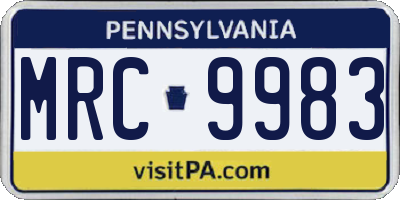 PA license plate MRC9983