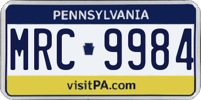 PA license plate MRC9984