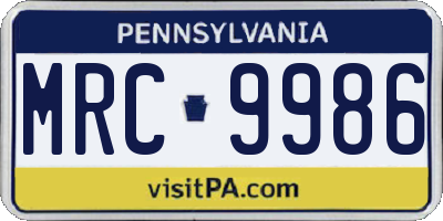 PA license plate MRC9986