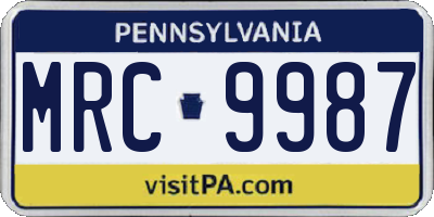 PA license plate MRC9987