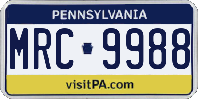 PA license plate MRC9988