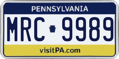 PA license plate MRC9989