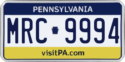 PA license plate MRC9994