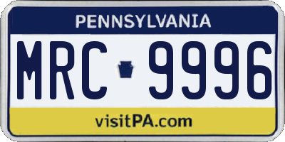 PA license plate MRC9996