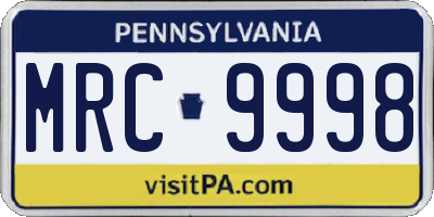 PA license plate MRC9998