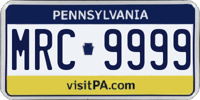 PA license plate MRC9999