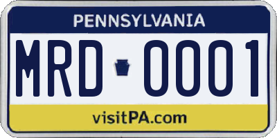 PA license plate MRD0001