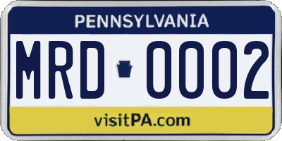 PA license plate MRD0002