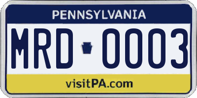 PA license plate MRD0003
