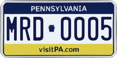 PA license plate MRD0005