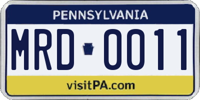 PA license plate MRD0011