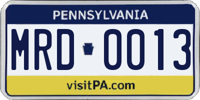 PA license plate MRD0013