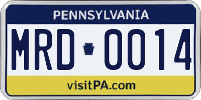 PA license plate MRD0014