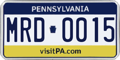 PA license plate MRD0015