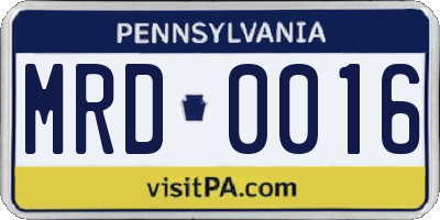 PA license plate MRD0016