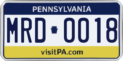 PA license plate MRD0018