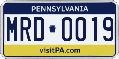 PA license plate MRD0019
