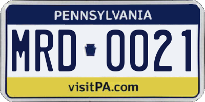 PA license plate MRD0021
