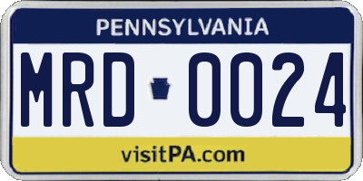 PA license plate MRD0024