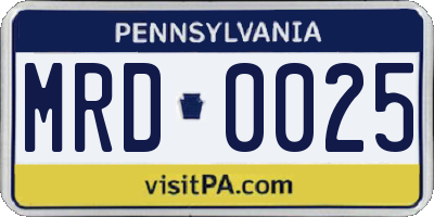 PA license plate MRD0025