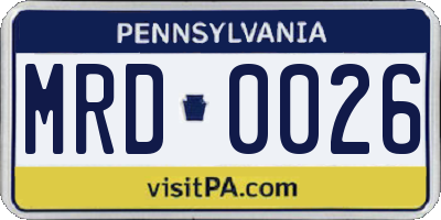 PA license plate MRD0026