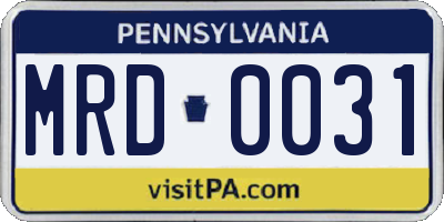 PA license plate MRD0031