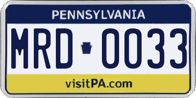 PA license plate MRD0033