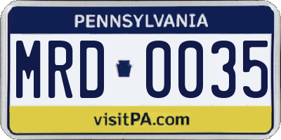 PA license plate MRD0035