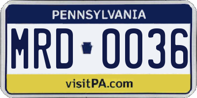 PA license plate MRD0036
