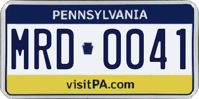 PA license plate MRD0041