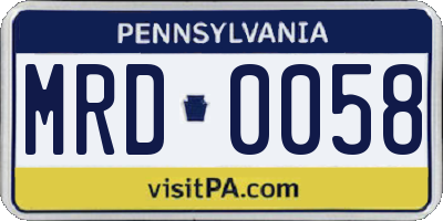 PA license plate MRD0058