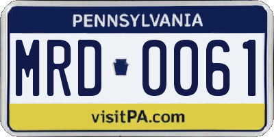 PA license plate MRD0061