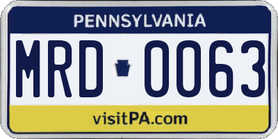 PA license plate MRD0063