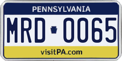 PA license plate MRD0065