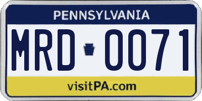 PA license plate MRD0071