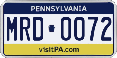 PA license plate MRD0072