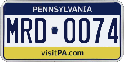 PA license plate MRD0074